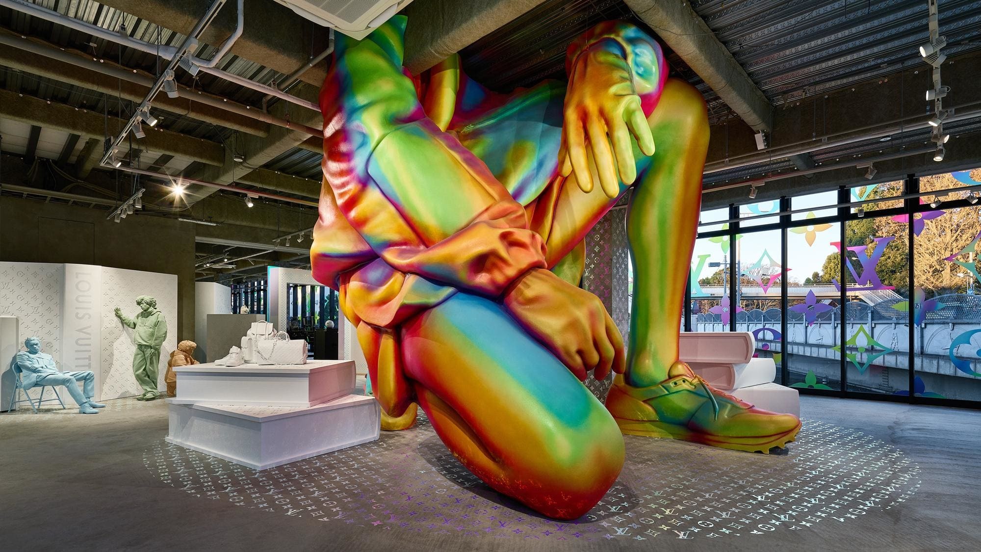 virgil abloh unveils 12-story technicolor sculpture in NYC for